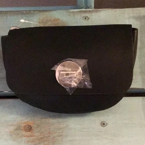 Barney's New York Black Leather Belt Bag with Silver Hardware New - Picture 6 of 10